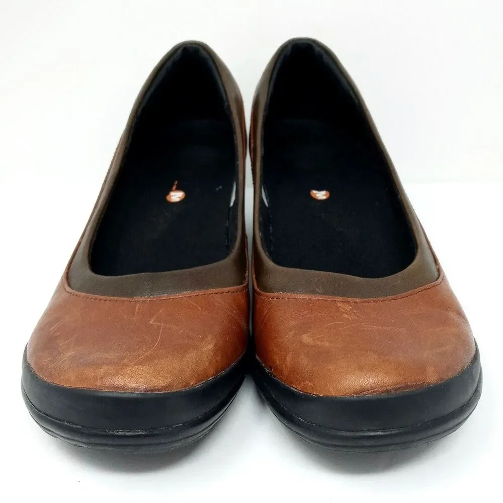 Merrell Veranda Leather Wedge Pumps Comfort Shoes Size 6.5 Brown Non slip